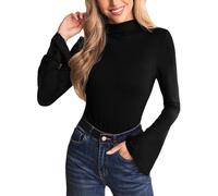 CUPSHE Body sexy à col roulé pour femme - Manches longues cloches - Élégant - Tendance - Élégant, Noir , M