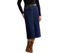 CUPSHE Élégante jupe midi en jean pour femme, taille haute, poches boutonnées sur le devant, jupe en jean bleu classique, bleu jean, M