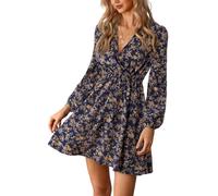 CUPSHE été Femmes Licou Wrap Maxi Longue Robe Florale découpée smockée ajustée Taille Plage Vacances Robe Maxi Longueur