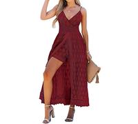 CUPSHE Femmes Été Faire glisser fronces Smocks Combinaison Robe Col en V Sangles Speghetti Dos nu Maxi Haut Bas