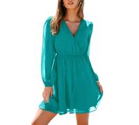 CUPSHE Femmes Imprimé Floral Mousseline de Soie Ligne A Robe Manches Longues paysannes Taille élastique Mini-Robes