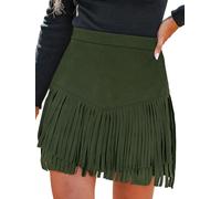 CUPSHE Jupe Femme Terra Cotta Taille Haute Frange Décontractée Bodycon A-Line Bureau Crayon Mini Jupe pour Dames, vert olive, XXL