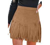 CUPSHE Jupe Femme Terra Cotta Taille Haute Frange Décontractée Bodycon A-Line Bureau Crayon Mini Jupe pour Dames, S