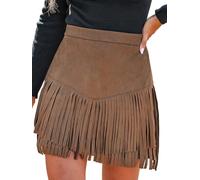 CUPSHE Jupes pour femme en terre cuite taille haute à franges, style décontracté, moulant, trapèze, bureau, mini jupe