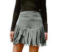CUPSHE Jupes pour femme en terre cuite taille haute à franges, style décontracté, moulant, trapèze, bureau, mini jupe