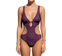 CUPSHE Maillot de bain une pièce monokini pour femme avec décolleté plongeant, découpes, liens au cou et bretelles réglables, XL