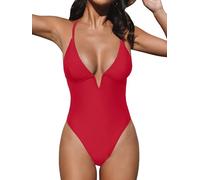 CUPSHE Maillot de bain une pièce une épaule Candy Rain pour femme, Tomate, XL