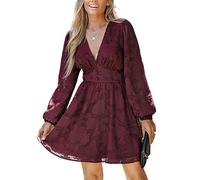 Cupshe Robe courte près du corps en dentelle, manches longues, imprimé floral, pour fêtes, Taille XS