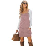 CUPSHE Robe Femme à Bretelles Découpe Carrée avec Porte-Jarretelles Poches Corduroy Latzkleid Ensemble Robe de Loisirs Mini Dress, Violet clair, L