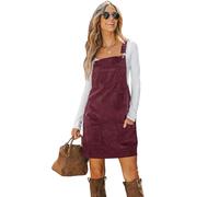 CUPSHE Robe Femme à Bretelles Découpe Carrée avec Porte-Jarretelles Poches Corduroy Latzkleid Ensemble Robe de Loisirs Mini Dress, rouge bordeaux, XL