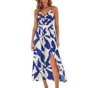 CUPSHE Robes d'été pour Femmes Col en V Cachemire sans Manches Occasionnel Couper Front tordu Robes de Plage Maxi