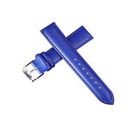Cupsofu 10/12/14/16/18/20/22/24mm couleur unie bracelet de montre en cuir de vachette poli fermoir élégant Anti-sueur montre bracelet de remplacement, Bleu, 18mm