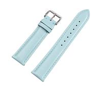 Cupsofu 12/13/14/15/16/17/18/19/20/21/22mm Boucle ardillon pour hommes et femmes Bracelet en cuir de veau à grain lisse avec barres à ressort à dégagement rapide, Bleu ciel-Argent, 12mm