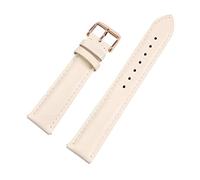 Cupsofu 12/13/14/15/16/17/18/19/20/21/22mm Boucle ardillon pour hommes et femmes Bracelet en cuir de veau à grain lisse avec barres à ressort à dégagement rapide, Beige-or rose, 13mm