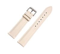 Cupsofu 12/13/14/15/16/17/18/19/20/21/22mm Boucle ardillon pour hommes et femmes Bracelet en cuir de veau à grain lisse avec barres à ressort à dégagement rapide, Beige-Argent, 14mm