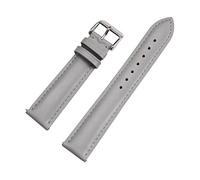 Cupsofu 12/13/14/15/16/17/18/19/20/21/22mm Boucle ardillon pour hommes et femmes Bracelet en cuir de veau à grain lisse avec barres à ressort à dégagement rapide, Gris clair-Argent, 12mm