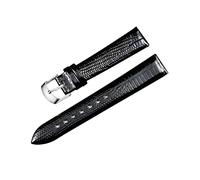 Cupsofu 12/14/16/18/20/22mm élégant bracelet de montre en cuir verni Grain de lézard étanche bracelet de montre pour femmes montre à Quartz, Le noir, 14mm