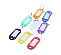 Cupsofu 32X éTiquettes D'Identification de Porte-CléS en Plastique Multicolores Porte-CléS éTiquettes de Bagages avec Porte-CléS à Anneau Fendu