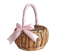 Cupsofu Panier de Fleurs en Osier Tissé, avec Poignée et, Paniers de Fille de de Mariage, pour la Décoration de Jardin à (S)