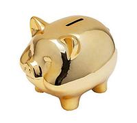 Cupsofu Tirelire en CéRamique Or Cochon Tirelire Mignonne Tirelire Ameublement CréAtif DéCoration de Cochon Chanceux, Cochon d'or