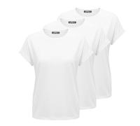 Cuptacc Haut Femme Col Rond Basic Tee Shirt Ete 2025 Manche Courte Top Femme Unie Décontracté Blanc Pack de 3 Petit S 36-38