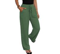 Cuptacc Pantalon Femme Été Taille Elastique Décontracté Loisirs avec Poches | 100% Coton, Taille Haute, Cordon De Serrage Réglable, Finition Dentelle Latérale, Respirant Et Confortable, Quotidien