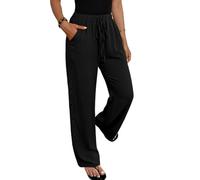 Cuptacc Pantalon Femme Été Taille Elastique Décontracté Loisirs avec Poches | 100% Coton, Taille Haute, Cordon De Serrage Réglable, Finition Dentelle Latérale, Respirant Et Confortable, Quotidien