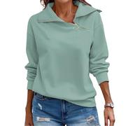 Cuptacc Pull Femme Chic Et Elegant Col Rond Sweat Femme sans Capuche Casual Semi-zippé Automne Hiver Tunique Vert, XXXL