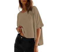 Cuptacc Tee Shirt Femme Top Col Rond Manches ete Courtes Haut Chic et Elegant Grande Taille Chemisier Sport ete