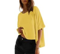 Cuptacc Tee Shirt Femme Top Col Rond Manches ete Courtes Haut Chic et Elegant Grande Taille Chemisier Sport ete