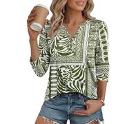 Cuptacc Tunique Femme Essentials Longueur Coude Tee Shirt Femme Col V Haut Décontractés Blouse Chic et Élégant Vacances