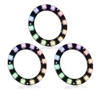 CUQI WS2812 Anneau LED RVB 12 bits adressable individuellement WS2812 LED 50 mm de diamètre pour Arduino, Raspberry Pi, projets de bricolage (noir, 12 bits, 3 pièces)