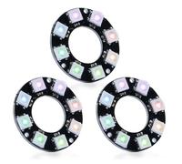 CUQI WS2812 Anneau LED RVB 8 bits adressable individuellement WS2812 LED 50 mm de diamètre pour Arduino, Raspberry Pi, projets de bricolage (noir, 8 bits, 3 pièces)