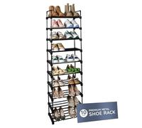CUQOO Étagère à chaussures étroite à 10 niveaux - Étagère à chaussures en métal robuste | Assemblage rapide sans outils nécessaires | Organiseur de chaussures avec revêtement antirouille pour couloir,