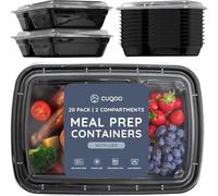 CUQOO Lot de 10 boîtes à déjeuner à 2 compartiments avec couvercles - Réutilisables, sans BPA, empilables, passent au micro-ondes et au congélateur