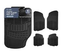 CUQOO Lot de 4 tapis de voiture universels en caoutchouc - Résistants, antidérapants, toutes saisons, pour voitures, SUV, camions et camionnettes, imperméables, faciles à nettoyer, avec design rainuré