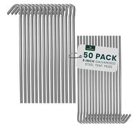 CUQOO Lot de 50 Piquets de Tente 9" Ultra-Résistants - Piquets de Sol en Acier Galvanisé Durable - Piquets Métalliques Antirouille pour Camping, Tonnelles, Randonnée et Extérieur - Pack de 50