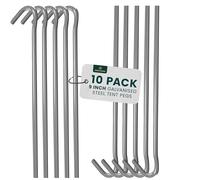 CUQOO Piquets de Tente 9 Pouces Ultra-Résistants - Piquets de Sol en Acier Galvanisé Durable - Piquets Métalliques Antirouille pour Camping, Tonnelles, Randonnée et Plein Air - Lot de 10