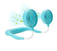 CUQOO Ventilateur de cou rechargeable - Appareil de refroidissement mains libres portable avec 3 vitesses, flux d'air à 360° et double hélice - Ventilateur personnel silencieux - Léger et pliable pour