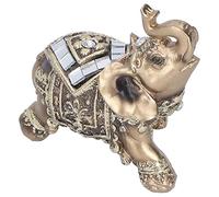 Cuque Figurine d'éléphant, Artisanat d'art Non Toxique Feng Shui Ornement d'éléphant en résine, pour hôtel de(Square Gold Small 7 * 3.5 * 7cm)