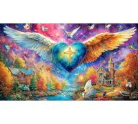 Cœur 3D avec des Ailes Puzzle 1000 Pièces pour Adultes - en Carton Recyclé pour la Décoration 75x50cm/1000pcs