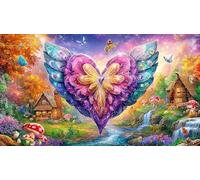 Cœur 3D avec des Ailes Puzzle pour Adultes: 1000 Pièces en Carton Recyclé - Décoration 75x50cm/1000pcs