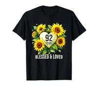 Cœur 92 Years Blessed Loved Tournesol Fleur 92ème Anniversaire T-Shirt