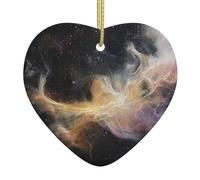 Cœur à motifs de poussière interstellaire, décoration de Noël exquise en céramique, décoration de table de 7,4 cm. Idéal pour les rebords de fenêtre et les cheminées.