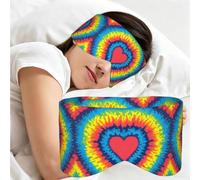 Cœur Amour Arc-en-ciel Tie Dye, Masque de sommeil pour la maison, les voyages et le travail posté, couvrant entièrement les yeux et bloquant la lumière