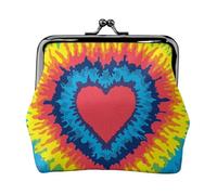 Cœur Amour Arc-en-Ciel Tie Dye,Porte-Monnaie en Cuir PU, Petit Portefeuille, Pochette à Monnaie avec Fermoir Baiser