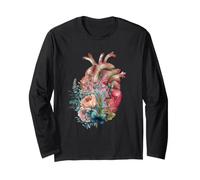 Cœur Anatomique Floral cardiologie Art botanique Manche Longue