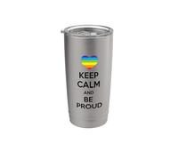 Cœur arc-en-ciel Keep Calm and Be Proud Gobelet isotherme en acier inoxydable double paroi