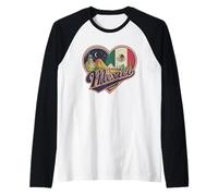 Cœur avec Inscription « I Love Mexico » - Souvenir du Drapeau du Mexique et Pyramides aztèques Manche Raglan