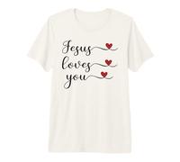 Cœur avec Inscription « Jesus Loves You » T-Shirt Haut de Gamme